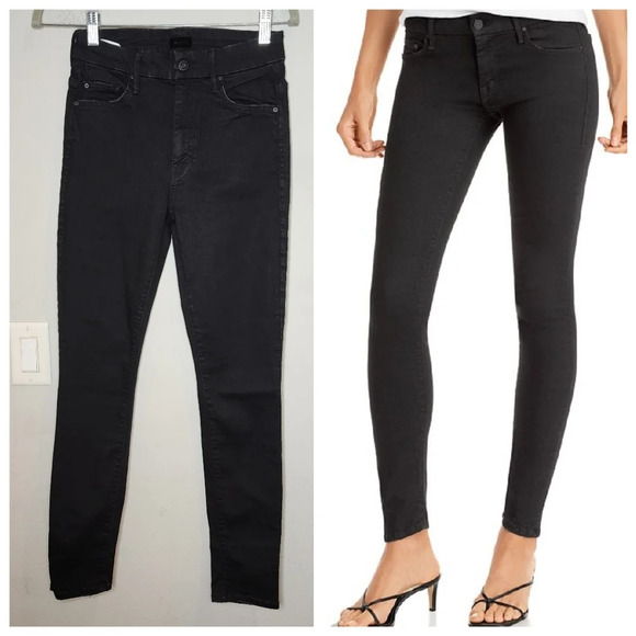 MOTHER The Looker Black Stretch Denim  Skinny Jeans Size 26 - Picture 1 of 16